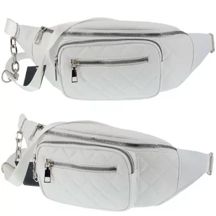 DAMSKA SASZETKA NERKA TOREBKA CROSSBODY BAG NA RAMIĘ BIAŁA PIKOWANA - Nerki - miniaturka - grafika 1