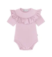 Body dla niemowląt - Body Z Falbanką, Krótki Rękaw Brudny Róż - 74 - miniaturka - grafika 1