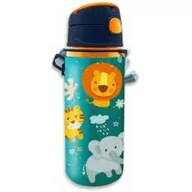 Bidony dla dzieci - Kids Euroswan Bidon aluminiowy ze słomką 600ml Jungle - miniaturka - grafika 1