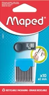 Kompasy - Maped - Twarde etui 10 zapasowych mechaników 2 mm + 1 rozmiar kopalni do napełniania kompasów szkolnych - Kopalnia + rozmiar kompas Maped z końcówką 2 mm HB - miniaturka - grafika 1