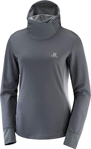 Salomon damska bluza sportowa, Agile LS bluza z kapturem W, poliester, ciemnoszara (Ebony/wrzosowa), rozmiar S, LC1158500