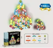 Klocki - KLOCKI MAGNETYCZNE DLA MAŁYCH DZIECI ŚWIECĄCE 102E - miniaturka - grafika 1