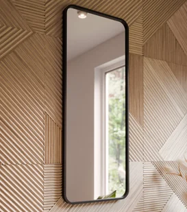 Lustro prostokątne z zaokrąglonymi rogami 120x50 cm czarna rama do łazienki salonu przedpokoju nowoczesne dekoracyjne - Lustra - miniaturka - grafika 1