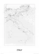 Plakaty - Plakat NICE WALL Italy, black and white, mapa 50x70 cm - miniaturka - grafika 1