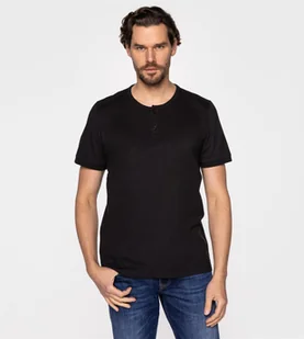 T-shirt z rozpinanym dekoltem HENLEY 4587 BLACK-L - Koszulki męskie - miniaturka - grafika 1