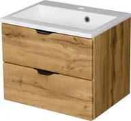 Szafki łazienkowe - Szafka łazienkowa dąb naturalny 50 cm VICTA z umywalką - miniaturka - grafika 1