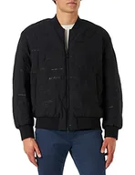 Kurtki męskie - Armani Exchange Męska kurtka bomber All Over Logo Print Jacket, Black City AO/Black, ekstra duża - miniaturka - grafika 1