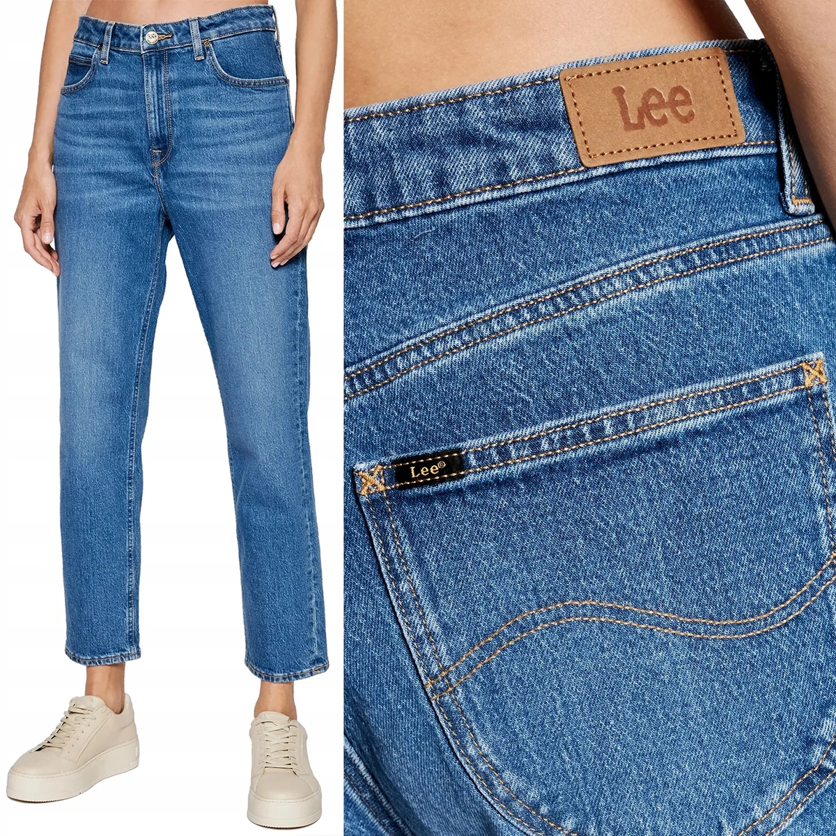 Lee Carol Worn Iris wysokie proste damskie spodnie jeansowe 7/8 W28 L35
