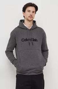 Calvin Klein bluza męska kolor szary z kapturem z aplikacją - Bluzy męskie - miniaturka - grafika 1