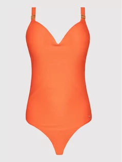 Stroje kąpielowe - Tommy Hilfiger Curve Strój kąpielowy UW0UW03116 Pomarańczowy - grafika 1