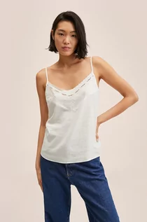 Koszulki i topy damskie - Mango top lniany Filo kolor biały - grafika 1