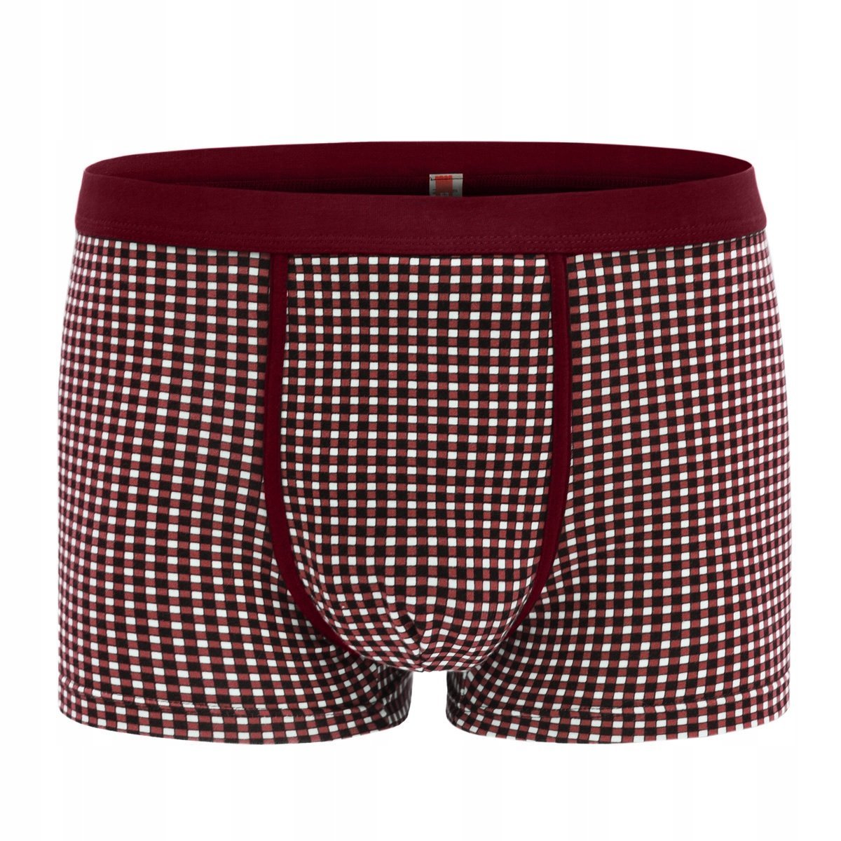 Bokserki męskie bawełniane wygodne CLASSIC bordowe w kratkę L Pako Jeans