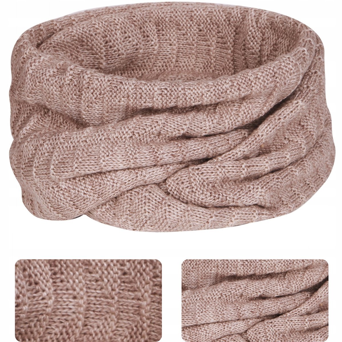 Komin Męski Beżowy Tuba Jesienny Zimowy Polski Produkt Majka 140X42 Cm