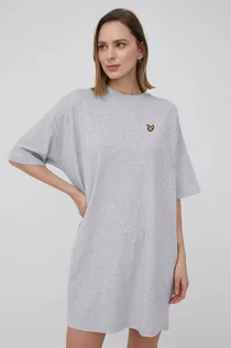 Sukienki - Lyle & Scott sukienka bawełniana kolor szary mini oversize - grafika 1