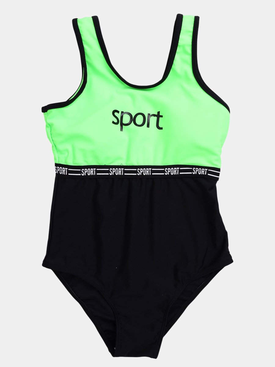 Kostium kąpielowy jednoczęściowy limonkowy 128-134