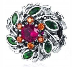 Zawieszka Bead do Bransoletek Modułowych Srebro 925 Cyrkonie Kwiat 2.87g