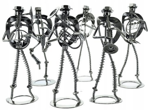Metalowa Figurka Męska Orkiestra Na Okrągłej Podstawie Ozdoba Vintage