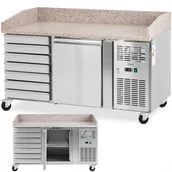 Szafy i witryny chłodnicze - Stół chłodniczy do pizzy 1 komora 7 szuflad na kółkach 165 l 154 x 82 x 105 cm - miniaturka - grafika 1