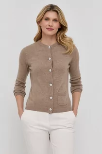 Swetry damskie - Custommade kardigan kaszmirowy damski kolor brązowy lekki - grafika 1