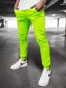 Spodnie dresowe męskie zielono-neonowe OZONEE JS/XW01 - Ozonee - Spodnie sportowe męskie - miniaturka - grafika 1