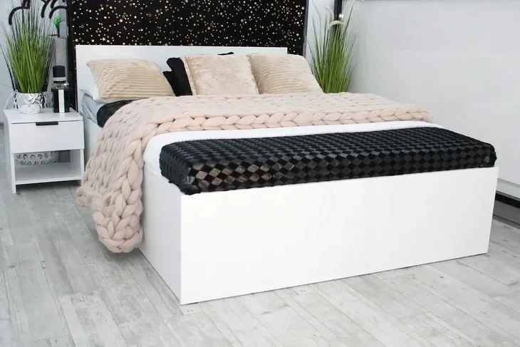 Łóżko podwójne 4D 140x200 BIAŁE stelaż + MATERAC sprężynowy