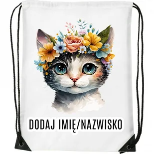 Worek na buty z imieniem do przedszkola szkoły żłobka KOTEK6 - Worki na buty - miniaturka - grafika 1