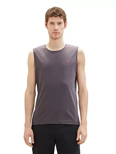 TOM TAILOR Męski Basic Tank top z nadrukiem logo, 10899 - Tarmac Grey, S - Koszulki męskie - miniaturka - grafika 1