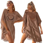 Bluzki damskie - TUNIKA PLAŻOWA PAREO PLAŻOWE LETNIA SUKIENKA DAMSKA ZWIEWNA NARZUTKA BOHO - miniaturka - grafika 1