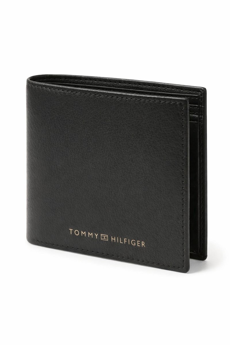 TOMMY HILFIGER CZARNY SKÓRZANY PORTFEL Z MIEJSCEM NA BILON - 1I4A