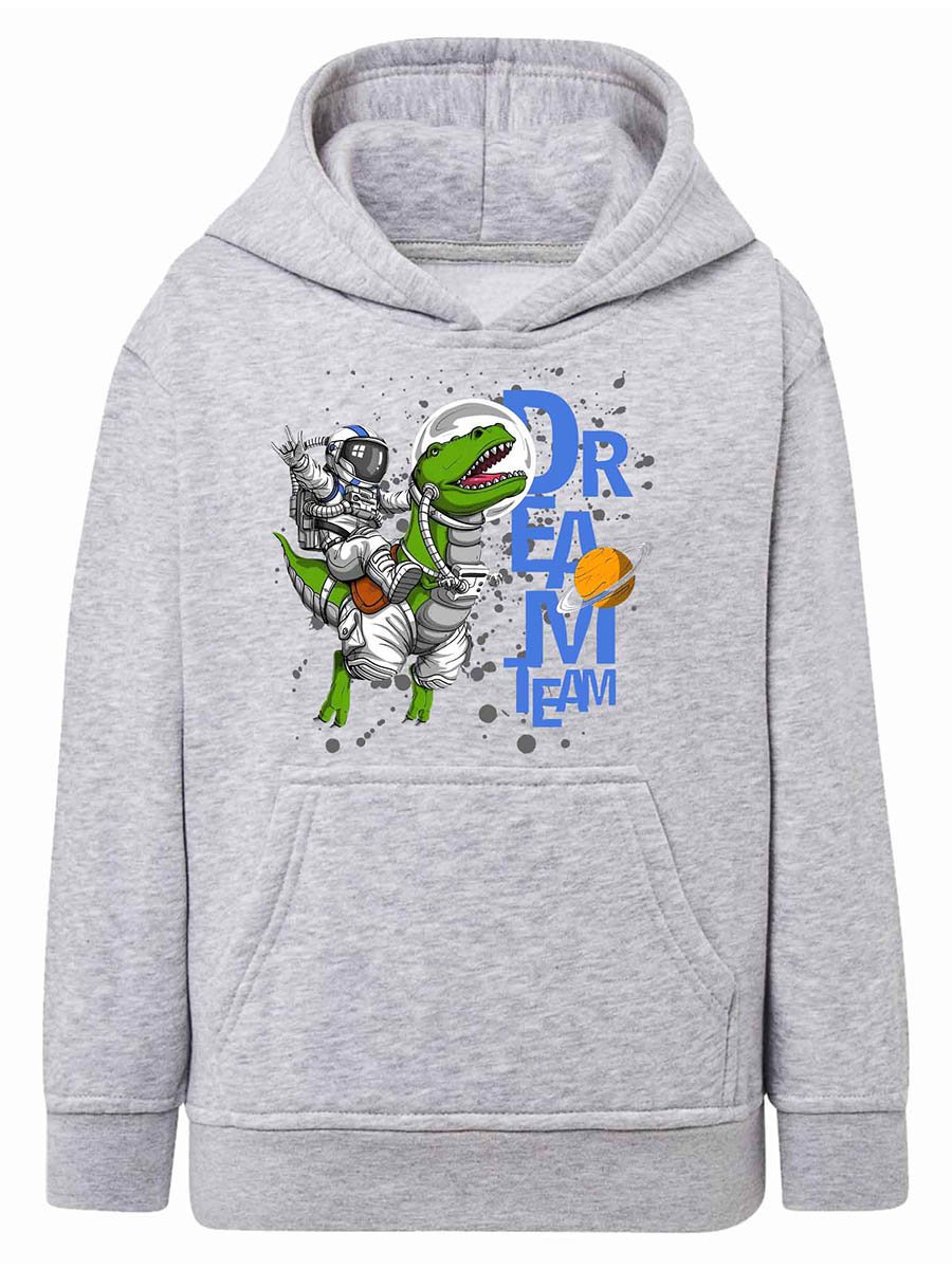 Chłopięca bluza z kapturem Astronauta & Dinozaur szara Tup Tup r.122/128
