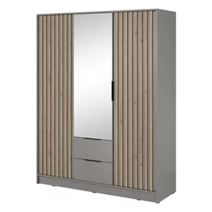 Szafa dwudrzwiowa NELLY 3D Szary z lustrem - Szafy - miniaturka - grafika 1