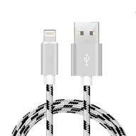 Kable USB - Kabel nylonowy 1m Usb Lightning biały Quickcharge! - miniaturka - grafika 1
