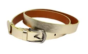Paski - Pasek Skórzany PAS-MAX (PL) Damski ''POŁYSKUJĄCY'' Skóra Licowa 25 mm Wąski ZŁOTY - miniaturka - grafika 1