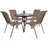 Meble ogrodowe - Zestaw mebli ogrodowych balkon taras stół fi60 + 4 x krzesła Minorka brąz - miniaturka - grafika 1