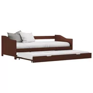 Łóżka - vidaXL Wysuwane łóżko, ciemny brąz, drewno sosnowe, 90x200 cm - miniaturka - grafika 1