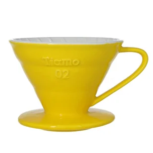 TIAMO Ceramiczny drip Tiamo z uchem V02 Żółty 4715660755448 - Zaparzacze i kawiarki - miniaturka - grafika 5