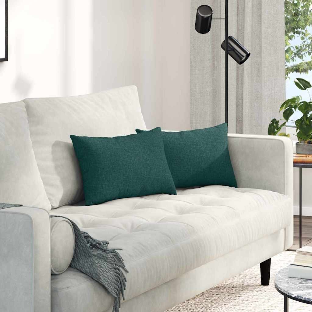 vidaXL vidaXL Poduszki na sofę 2 pcs Ciemna zieleń 50 x 30 cm tkanina