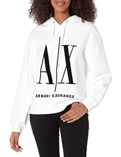 Armani Exchange Damska bluza z kapturem Icon Project, Opt.white, XL - Bluzy damskie - miniaturka - grafika 1