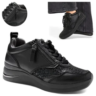 Sneakersy Damskie SKÓRZANE Tamaris Półbuty Wygodne Ocieplane Sznurowane 37 - Półbuty damskie - miniaturka - grafika 1