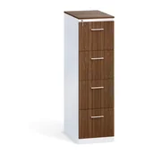 Szafy biurowe - Kartoteka metalowa KOMBI z drewnianym frontem A4, 4 szuflady, szary/orzech - miniaturka - grafika 1