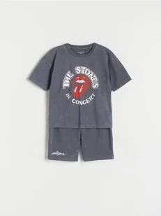 Reserved - Bawełniany komplet The Rolling Stones - ciemnoszary - Spodenki dla niemowląt - miniaturka - grafika 1