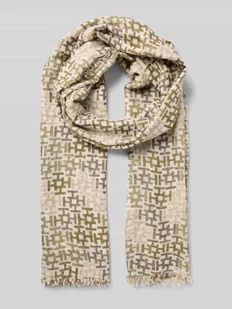 Szal kaszmirowy z wyhaftowanym logo na całej powierzchni - Apaszki i szaliki damskie - miniaturka - grafika 1