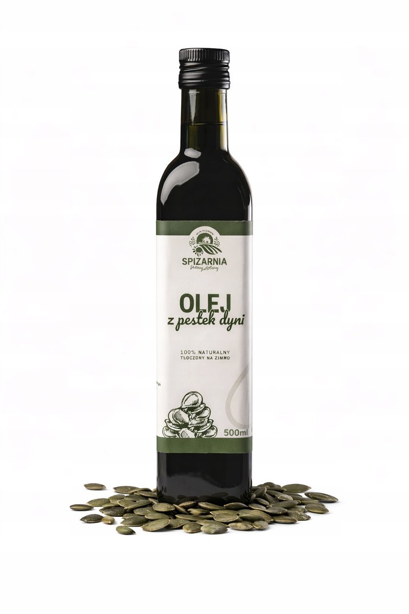 Olej z Pestek Dyni 500ml Tłoczony na Zimno Naturalny Nierafinowany Premium