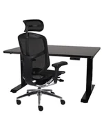 Fotele gamingowe - Zestaw gamingowy:  Fotel Enjoy 2 BS Black + Biurko regulowane Alto 101 czarne - miniaturka - grafika 1