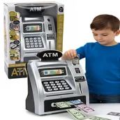 Skarbonki - Coil skarbonka bankomat sejf interaktywny pin banknoty srebrno-czarny - miniaturka - grafika 1