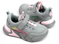Buty dla dziewczynek - Sneakersy, buty sportowe dla dziewczynki - AMERICAN CLUB AA 27/22, szare - miniaturka - grafika 1