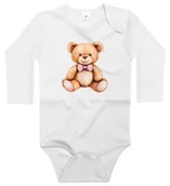 Body dla niemowląt - Body dziecięce Pogodny Pluszowy Miś Z Różową Muszką Dzień Misia 98/104 - miniaturka - grafika 1