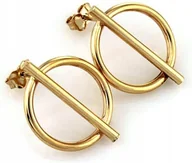 Kolczyki - Złote kolczyki 333 kółka z zawieszką na sztyfcie elegancki wzór prezent - miniaturka - grafika 1