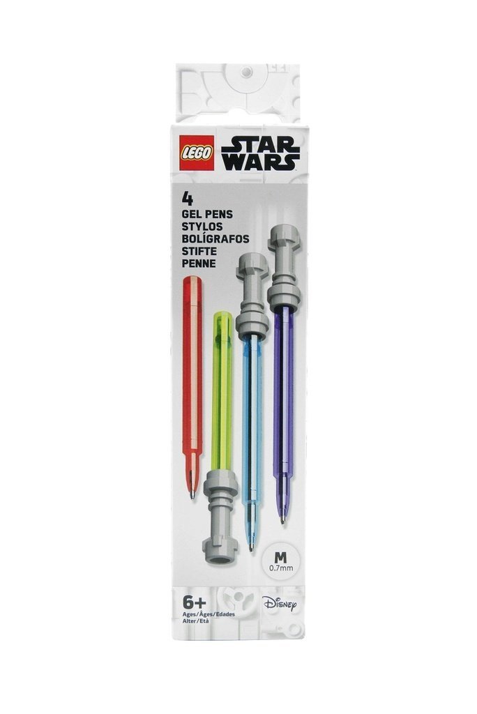 Zestaw długopisów żelowych LEGO Star Wars, miecz świetlny - 4 elementy (pudełko)