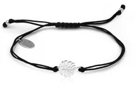 Bransoletki - Bransoletka Z Liściem Monstery Srebrnym Na Czarnym Sznurku - miniaturka - grafika 1
